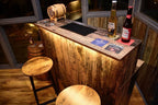 Old Wood Effect LED Home Bar with Matching Stools (1m)
