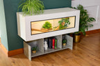 4ft Modern White Reptile Vivarium + Wide Grey Stone Stand - LED Lights Included