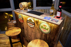 Old Wood Effect LED Home Bar with Matching Stools (1m)