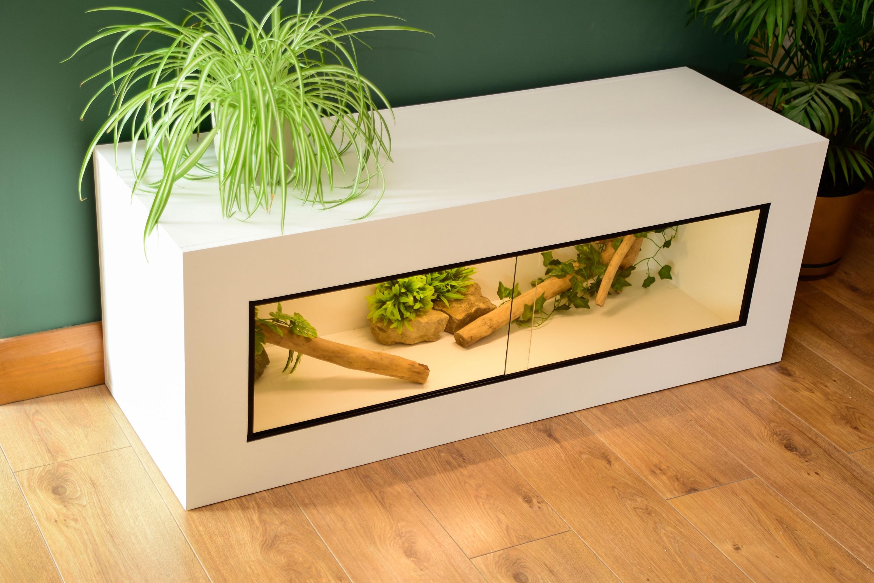 4ft Modern White Reptile Vivarium - LED Light Included