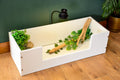 3ft x 14" x 10" Open Top Tortoise Table with Glass Window