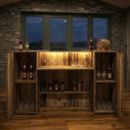 Old Wood Effect LED Home Bar with Stools (6ft)