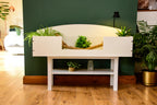 4ft Open Top Tortoise Table + White Stand with Glass Window