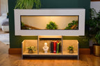 4ft Modern White Reptile Vivarium + Wide Grey Stone Stand - LED Lights Included