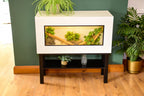 3ft Modern White Reptile Vivarium + Black Stand - LED Light Included