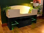 4ft x 16" x 15" Open Top Tortoise Table + Black LED Stand and Glass Window