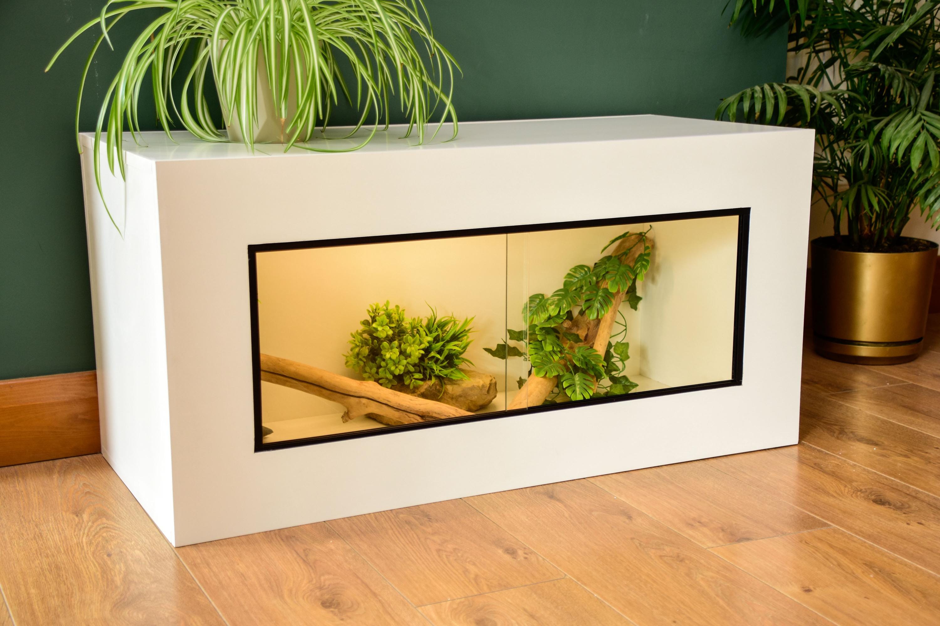 3ft Modern White Reptile Vivarium - LED Light Included