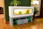 4ft Modern White Reptile Vivarium + Grey Stone Effect LED Stand and Light Included