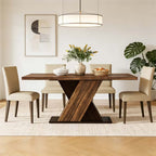 Modern Farmhouse Dining Table with Heavy Duty Cross Base | 56" Dark Brown