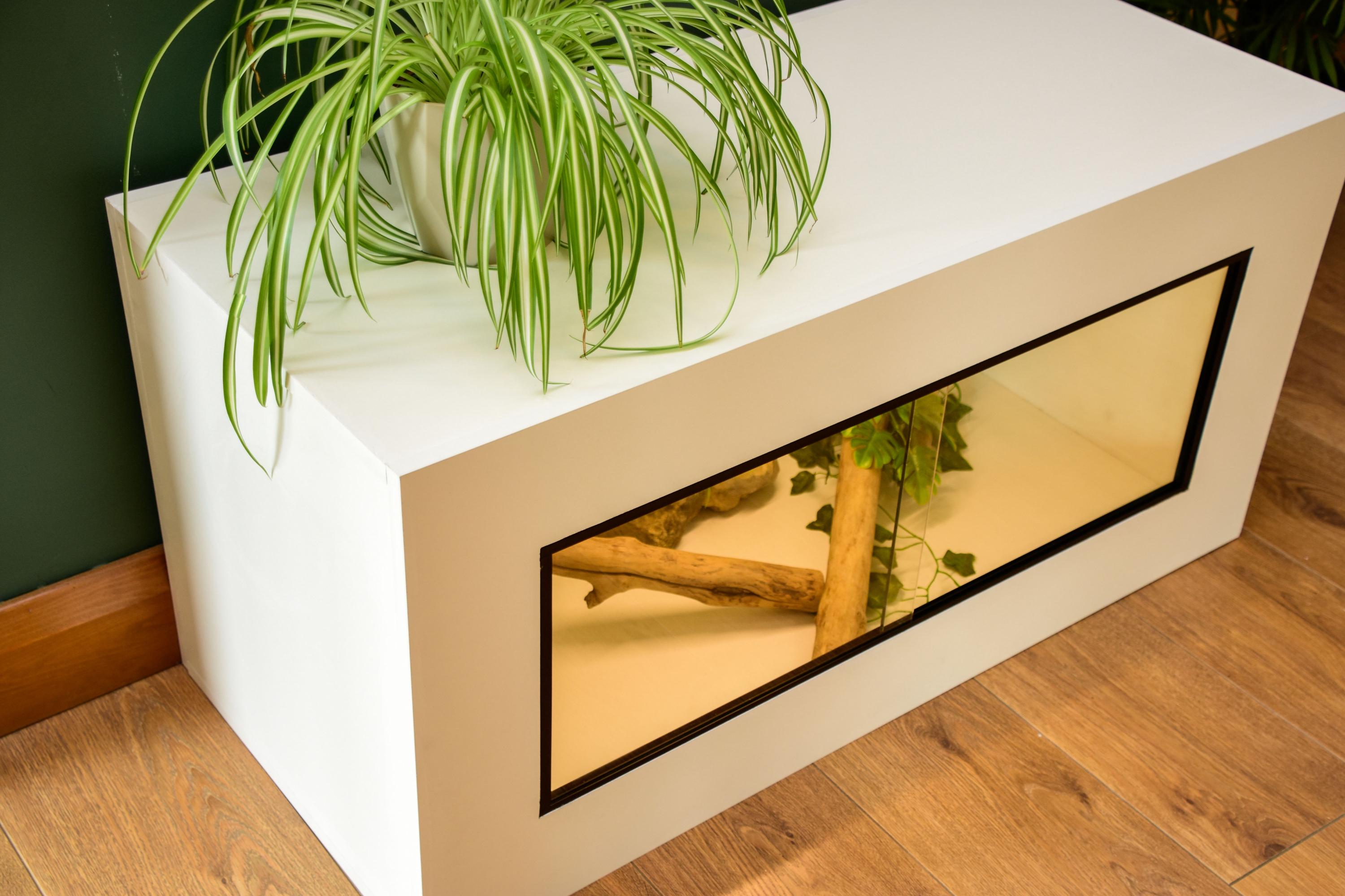 3ft Modern White Reptile Vivarium - LED Light Included