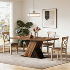 Modern Farmhouse Dining Table with Heavy Duty Cross Base | 56" Dark Brown