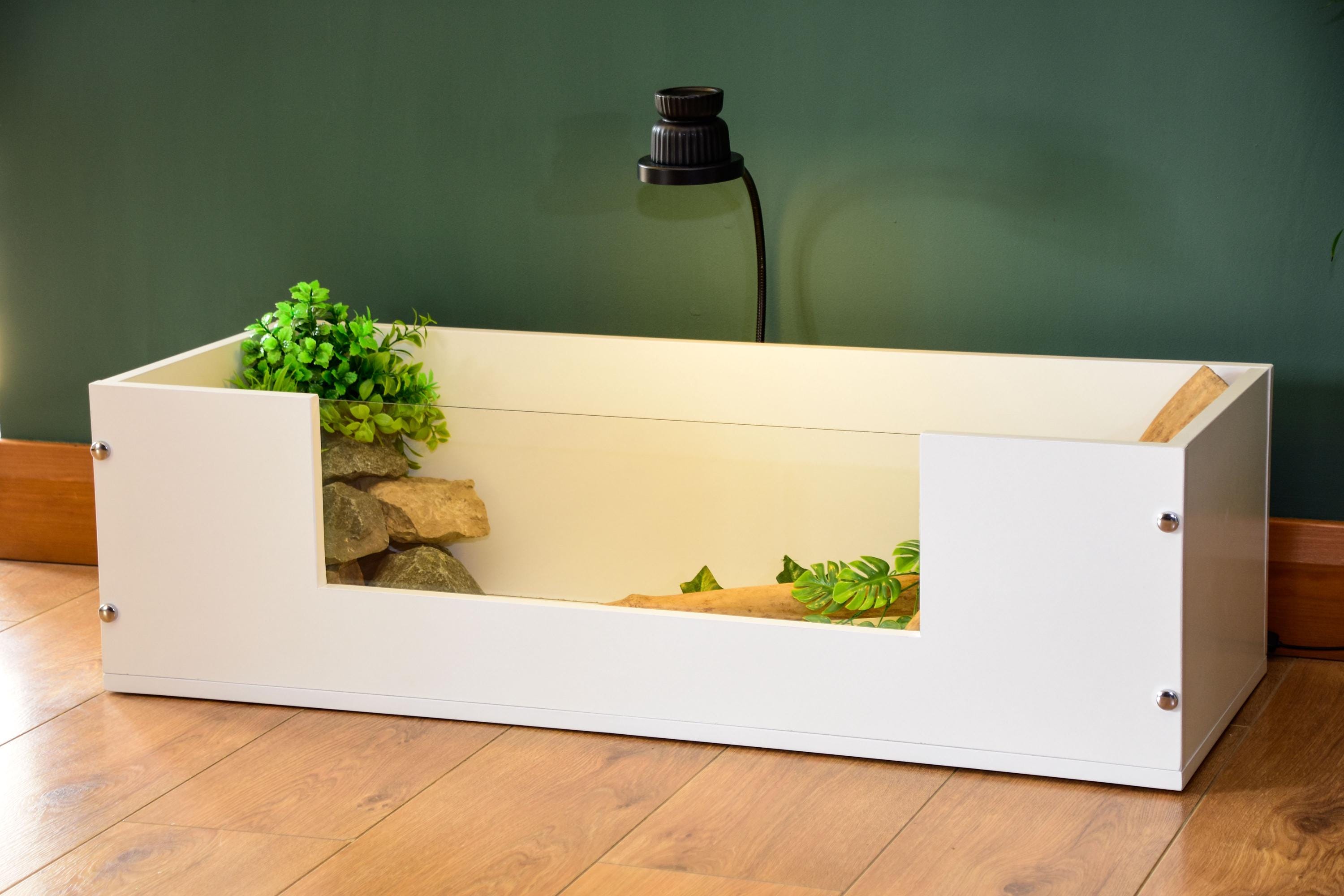 3ft x 14" x 10" Open Top Tortoise Table with Glass Window