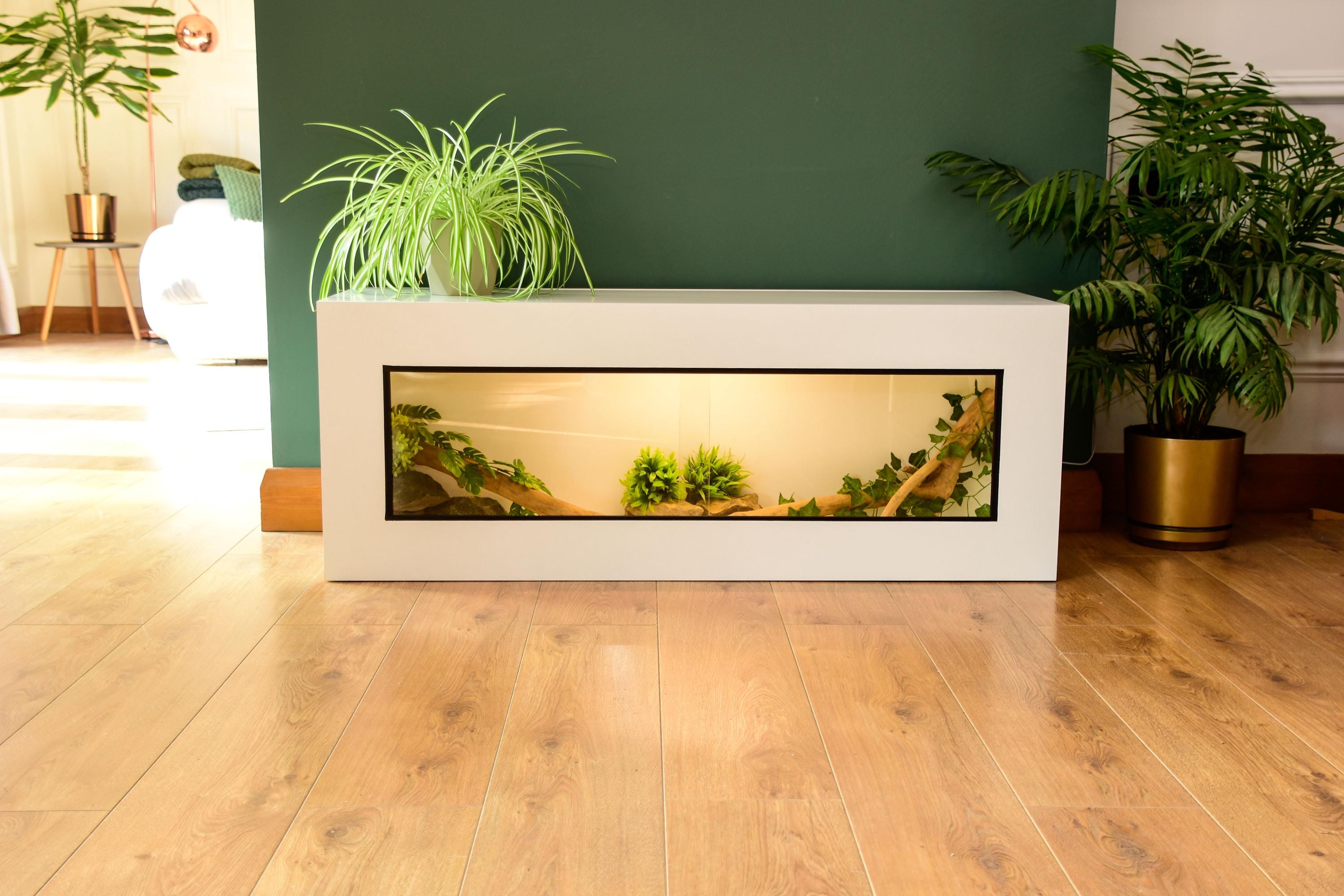 4ft Modern White Reptile Vivarium - LED Light Included