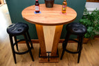 Rustic Oak Effect Mirrored LED Wooden Bar Table - Stools Optional - For Bars, Restaurants & Home Dining