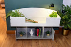 4ft x 16" x 15" Open Top Tortoise Table + Wide LED Grey Stone Stand and Glass Window